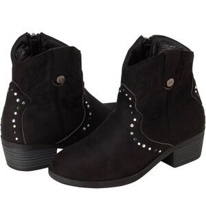 Black Suede Ankle Boots with Studded Detail Bebe